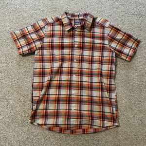 Patagonia Red and Orange Casual Button Down Shirt